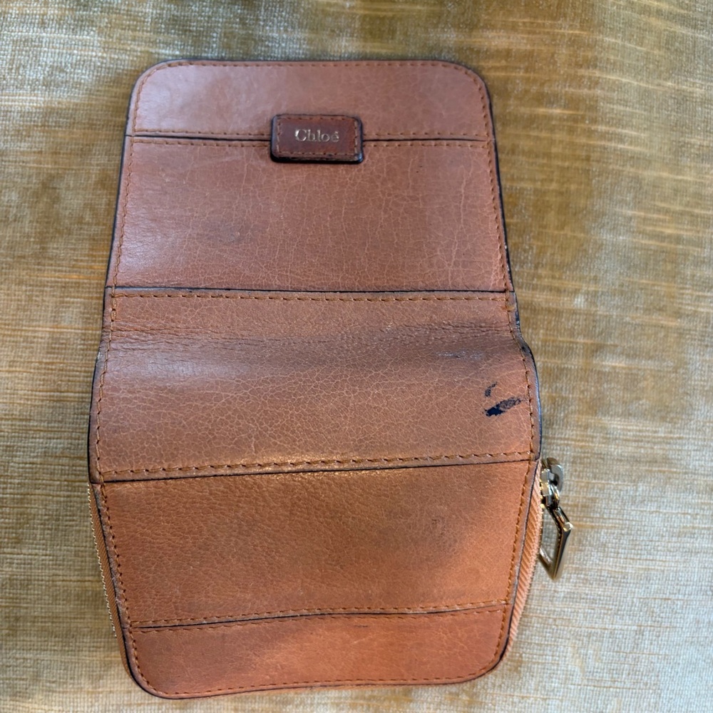 Chloe Brown Leather Small Zip Wallet - Picture 6 of 7